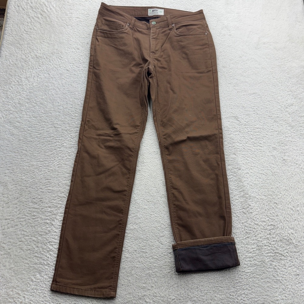 Jetty Supply Co Mens Brown Flannel Lined Canvas Pants Size 30 Stretch Trousers